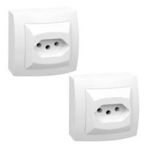 Kit 2 Conjunto Tomada 2p+t 10a 250v Sistema X Branco Pial Kit 2 Conjunto Tomada 2p+t 10a 250v Sistema X Branco Pial