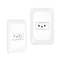 Kit 2 Conjunto Tomada 2P+T Branco pop 10a 250v 4x2 pial legrand LGX030 com placa e suporte
