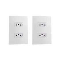 Kit 2 Conjunto Tomada Dupla 2P+T 10A Ilumi i9 Branco Kit 2 Conjunto Tomada Dupla 2P+T 10A Ilumi i9 Branco