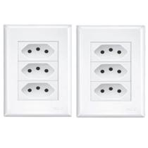 Kit 2 Conjunto Tomada Tripla 10a Evidence Branco Fame 3267