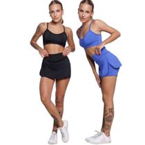KIT 2 Conjunto Top Alça Fina E Short Saia Bella Fiore Roupa Para Academia Treino Moda Fitness