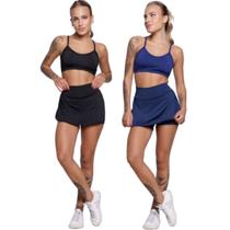 KIT 2 Conjunto Top Alça Fina E Short Saia WLS Modas Roupa Para Academia Treino Moda Fitness