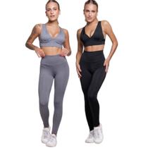 KIT 2 Conjunto Top Bojo Costa Cruzada e Calça Suplex Bella Fiore Roupa Para Academia Moda Fitness KIT 2 Conjunto Top Bojo Costa Cruzada e Calça Suplex Bella Fiore Roupa Para Academia Moda Fitness