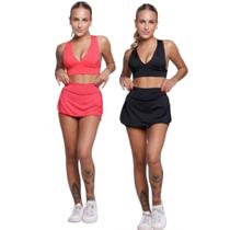 KIT 2 Conjunto Top Bojo e Short Saia Bella Fiore Roupas para Academia Treino Moda Fitness KIT 2 Conjunto Top Bojo e Short Saia Bella Fiore Roupas para Academia Treino Moda Fitness