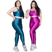 KIT 2 Conjunto Top e Calça Plus Size New Zig 3D WLS Modas Bojo Compressão Academia Moda Fitness