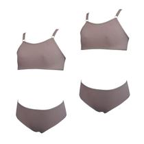 Kit 2 Conjunto Top e Calcinha Infantil Sem Bojo Tamanho:GCor:Bege