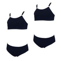 Kit 2 Conjunto Top e Calcinha Infantil Sem Bojo Tamanho:GCor:Preto