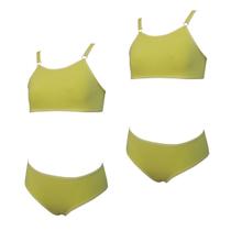 Kit 2 Conjunto Top e Calcinha Infantil Sem Bojo Tamanho:MCor:Amarelo