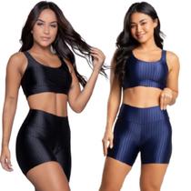 KIT 2 Conjunto Top e Short New Zig 3D WLS Modas Bojo Compressão Academia Treino Moda Fitness