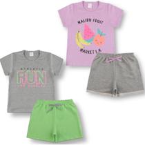 Kit 2 Conjunto Verão Básico Infantil Juvenil Feminino Blusinha e Shorts em Algodão + Cotton Roupa Menina Tamanhos 10-14 Kit 2 Conjunto Verão Básico Infantil Juvenil Feminino Blusinha e Shorts em Algodão + Cotton Roupa Menina Tamanhos 10-14