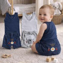 Kit 2 Conjuntos Bebê Infantil Verão Regata Short Fresquinho - - Bebe E Cia