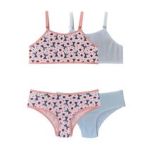 Kit 2 Conjuntos calcinha e sutiã Menina Algodão