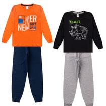 Kit 2 Conjuntos Camiseta Manga Longa Meia Estação Juvenil