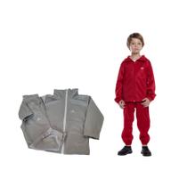 Kit 2 conjuntos casaco e calça esportivo agasalho infantil bebe uniforme inverno de frio peluciado