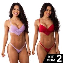 Kit 2 Conjuntos de Calcinha Fio Canelado e Sutiã com Bojo Luxuoso Confortável Kit 2 Conjuntos de Calcinha Fio Canelado e Sutiã com Bojo Luxuoso Confortável