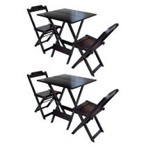Kit 2 Conjuntos de Mesa Dobravel com 2 Cadeiras de Madeira 70x70 Ideal para Bar e Restaurante - Taba Kit 2 Conjuntos de Mesa Dobravel com 2 Cadeiras de Madeira 70x70 Ideal para Bar e Restaurante - Taba