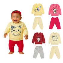 Kit 2 Conjuntos de Moletom Bebê Infantil Frio Inverno Estampado Cores e Estampas Sortidas