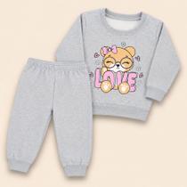 Kit 2 Conjuntos de Moletom Quentinho Com 4 Peças Para Bebês Até 12 Meses