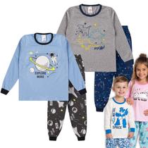 Kit 2 Conjuntos De Pijamas Infantil Para Menino 1 a 8 Anos