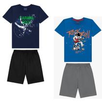 Kit 2 Conjuntos Infantil Juvenil Masculino Verão Bermuda Moletinho e Camiseta Roupa Menino Kit 2 Conjuntos Infantil Juvenil Masculino Verão Bermuda Moletinho e Camiseta Roupa Menino