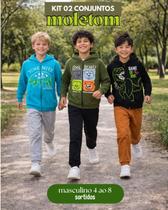 KIt 2 Conjuntos Infantil Masculino Moletom Flanelado 4 ao 8