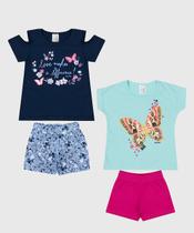 Kit 2 Conjuntos Infantil Menina Blusa e Short Verão