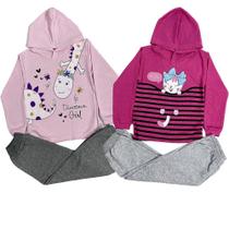 KIT 2 Conjuntos infantil Menina Outono / Inverno Roupas de Moletom