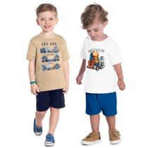 Kit 2 Conjuntos Infantil Menino Verão Camiseta Bermuda Kyly