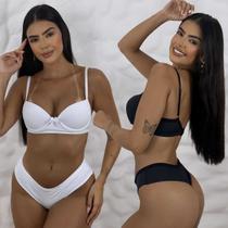 Kit 2 Conjuntos Lingerie básico com calcinha fio duplo Microfibra Dia a Dia Atacado Revenda Kit 2 Conjuntos Lingerie básico com calcinha fio duplo Microfibra Dia a Dia Atacado Revenda