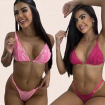 Kit 2 Conjuntos Lingerie Sem Bojo Sarah Tamanho:GCor:Rosa Claro Pink