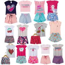 Kit 2 Conjuntos Menina Roupa Infantil Verão Feminino Criança Kit 2 Conjuntos Menina Roupa Infantil Verão Feminino Criança