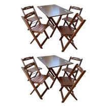 Kit 2 Conjuntos Mesa Dobrável Madeira 110x70 com 4 Cadeiras Personalizada Jack Imbuia - Tarimatã