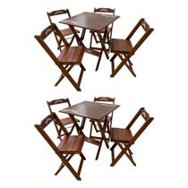 Kit 2 Conjuntos Mesa Dobrável Madeira 70x70 com 4 Cadeiras Personalizada Jack Imbuia - Tarimatã Kit 2 Conjuntos Mesa Dobrável Madeira 70x70 com 4 Cadeiras Personalizada Jack Imbuia - Tarimatã