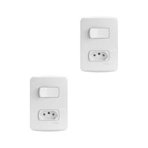 Kit 2 Conjuntos Montados 1 Interruptor Simples E 1 Tomada 2P+T 10A Pb S3B69030 Branco Miluz Schneider Kit 2 Conjuntos Montados 1 Interruptor Simples E 1 Tomada 2P+T 10A Pb S3B69030 Branco Miluz Schneider