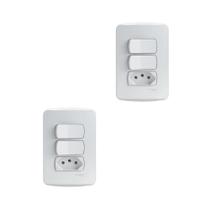 Kit 2 Conjuntos Montados 2 Interruptores Simples E 1 Tomada 2P+T 10A Pb S3B69050 Branco Miluz Schneider Kit 2 Conjuntos Montados 2 Interruptores Simples E 1 Tomada 2P+T 10A Pb S3B69050 Branco Miluz Schneider