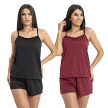 Kit 2 Conjuntos Pijama Feminino Curto Baby Doll Fresquinho