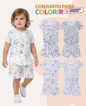 Kit 2 conjuntos Pijamas de Colorir para meninas bebê Lavável com Canetinhas Pijama de Pintar Criativo e Divertido para bebê Menina Kit 2 conjuntos Pijamas de Colorir para meninas bebê Lavável com Canetinhas Pijama de Pintar Criativo e Divertido para bebê Menina