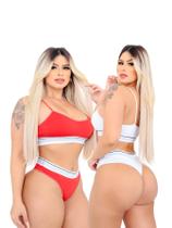 Kit 2 conjuntos pitbull calcinha + top vermelho e branco Kit 2 conjuntos pitbull calcinha + top vermelho e branco