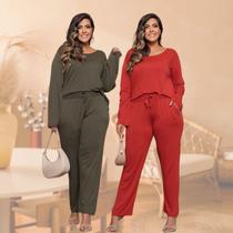 Kit 2 Conjuntos Plus Size Moda Confortável Casual Premium Moderno Luxo Tamanho:GGCor:VERDE MILITAR
