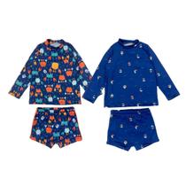 Kit 2 Conjuntos Praia Menino Blusa + Sunga Proteção Solar Uv