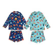 Kit 2 Conjuntos Praia Menino Blusa + Sunga Proteção Solar Uv