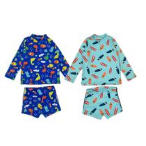 Kit 2 Conjuntos Praia Menino Blusa + Sunga Proteção Solar Uv