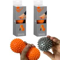 Kit 2 Conjuntos Rolo e Bola Massagem Vollo VP1059 Cinza e Laranja
