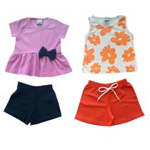 Kit 2 Conjuntos Roupinhas Bebê Menina Manga Curta e Regata Kit 2 Conjuntos Roupinhas Bebê Menina Manga Curta e Regata