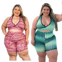 Kit 2 Conjuntos Short e Top Plus Size Roupa Fitness Academia Kit 2 Conjuntos Short e Top Plus Size Roupa Fitness Academia