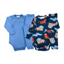 Kit 2 Conjuntos Térmicos Bebê Body e Calça Liso e Estampado - M