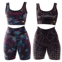 Kit 2 Conjuntos Top + Bermuda Short Sublimado Suplex - Click Mais Bonita