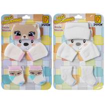 Kit 2 Conjuntos Touca Luva e Meia Bebê Recém-Nascido Enxoval Menina