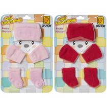 Kit 2 Conjuntos Touca Luva e Meia Bebê Recém-Nascido Enxoval Menina