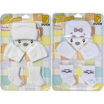 Kit 2 Conjuntos Touca Luva e Meia Bebê Recém-Nascido Enxoval Menina